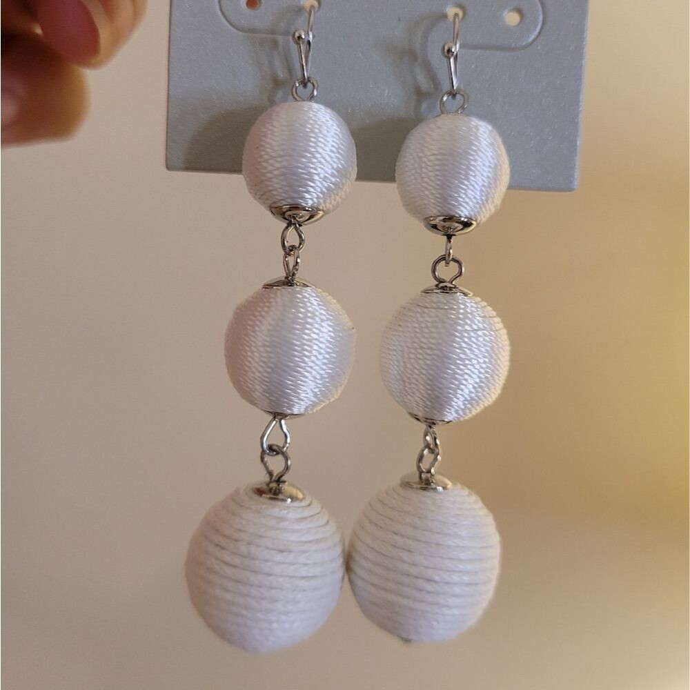 White Triple Ball Earrings